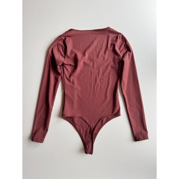 ABERCROMBIE & FITCH Brown Soft Jersey Long Sleeve Sweetheart Bodysuit, Size XS - Picture 5 of 13
